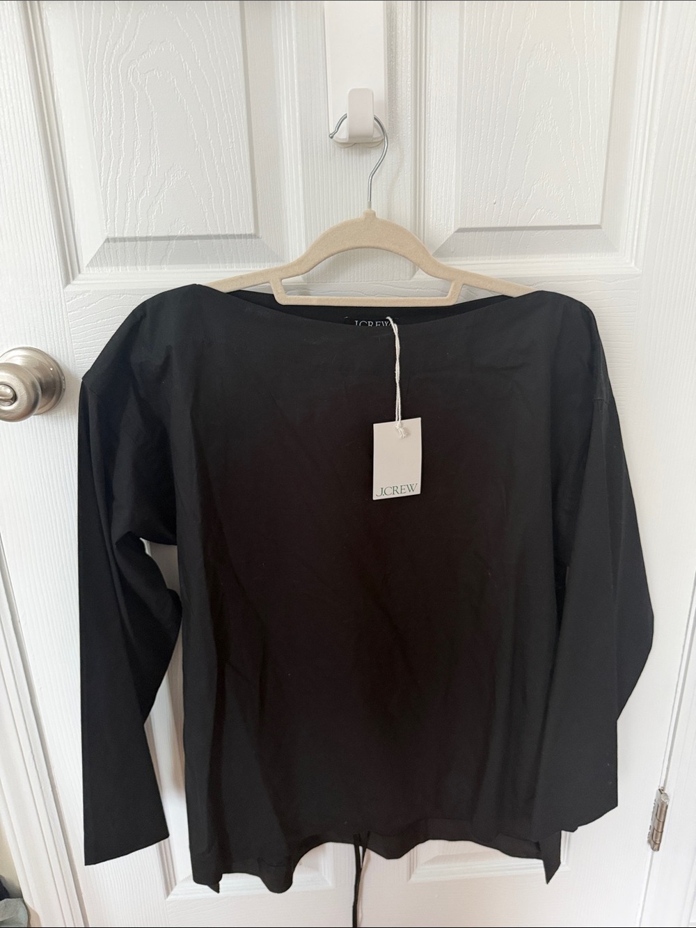 J. Crew Black Long-Sleeve Boatneck Top